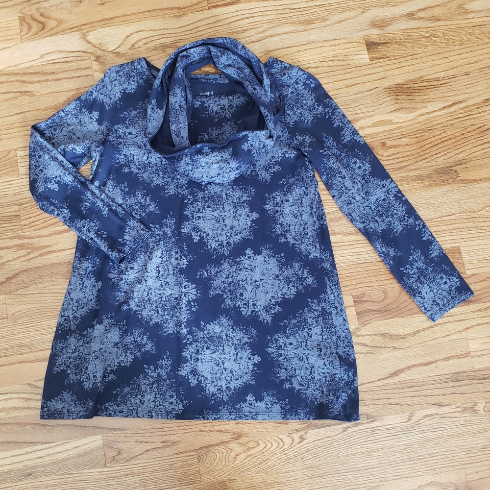 J.Jill (Set Of 2)- Blue & Lt Blue Long Sleeve Tunic w/ Circle Scarf Size: MP
